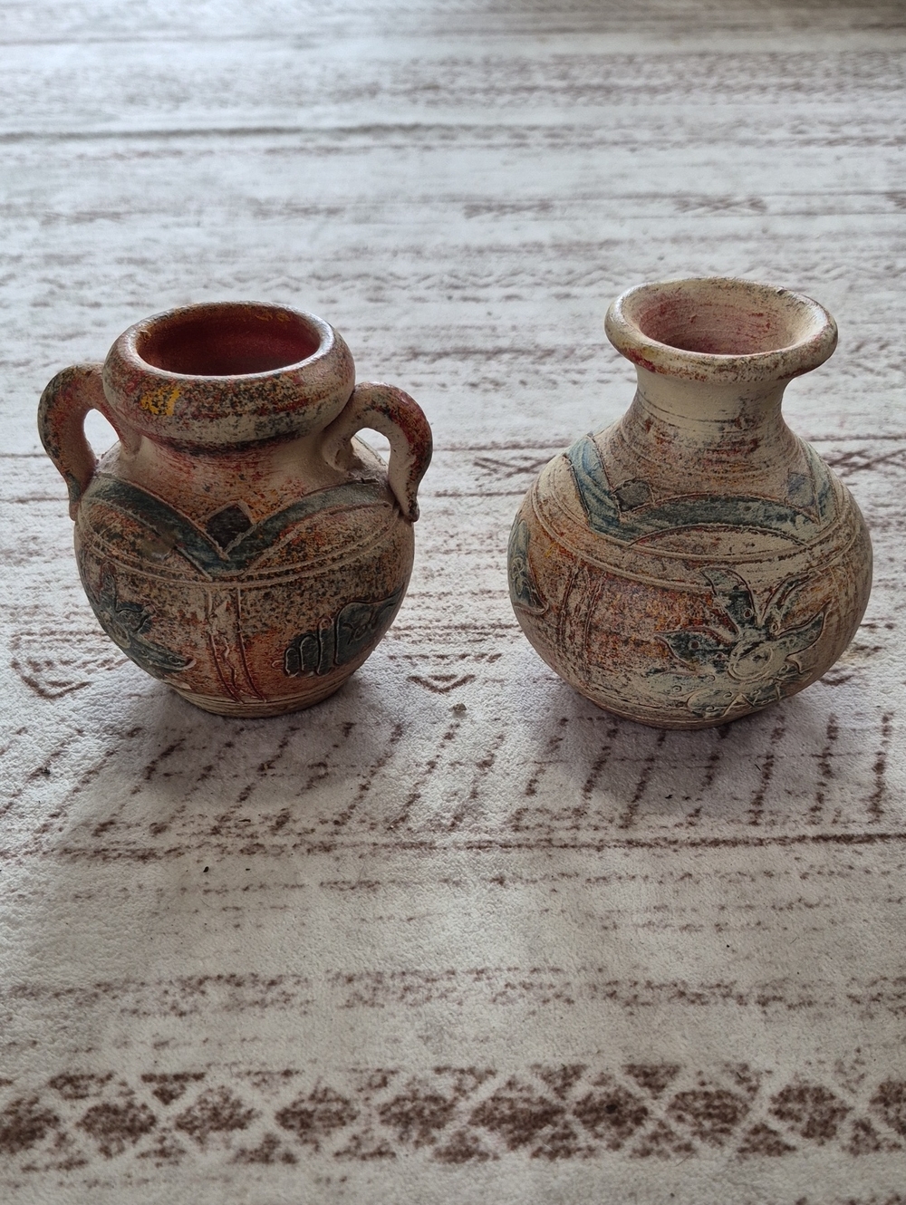 Handcrafted Ceramic Mini Vases in Brown and Cream — Decorative Accent Pair